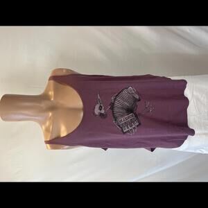 Vintage-Inspired Purple Tank Top with Accordion Graphic XL